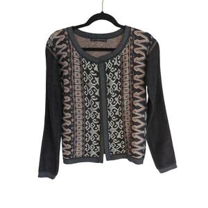 Peruvian Connection Black & Grey Knit Cardigan - Size XS
